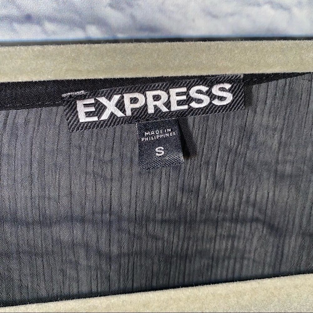 Express sheer top w/cinch waist black size small - Picture 5 of 12